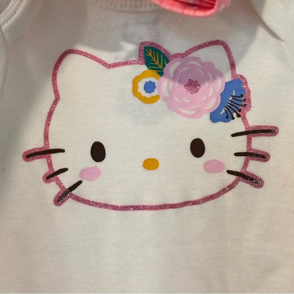 Hello Kitty Sanrio 3 Piece‎ Set Size 6 Months NEW Headband White Pink
